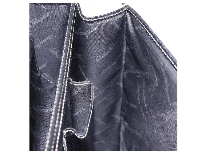 Borsa da lavoro Salvatore Ferragamo in pelle nera argento Auth 199057 Nero - vista 19