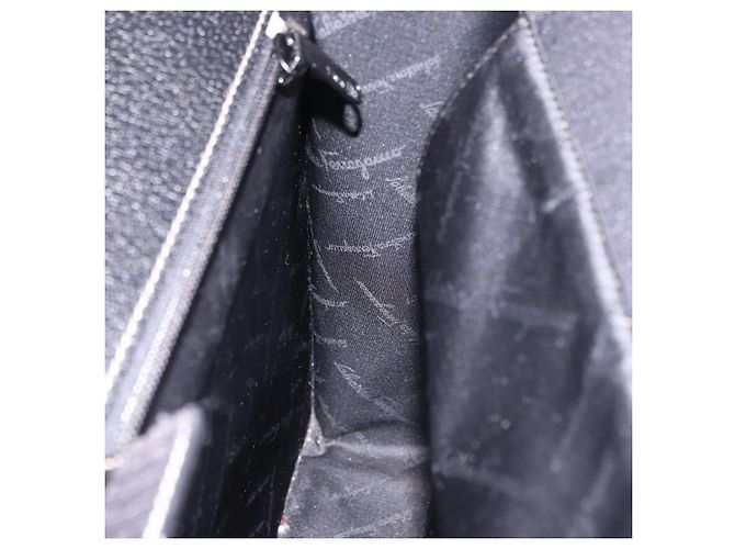 Borsa da lavoro Salvatore Ferragamo in pelle nera argento Auth 199057 Nero - vista 22