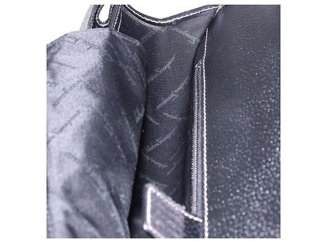 Borsa da lavoro Salvatore Ferragamo in pelle nera argento Auth 199057 Nero - vista 23