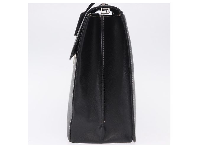 Borsa da lavoro Salvatore Ferragamo in pelle nera argento Auth 199057 Nero - vista 3