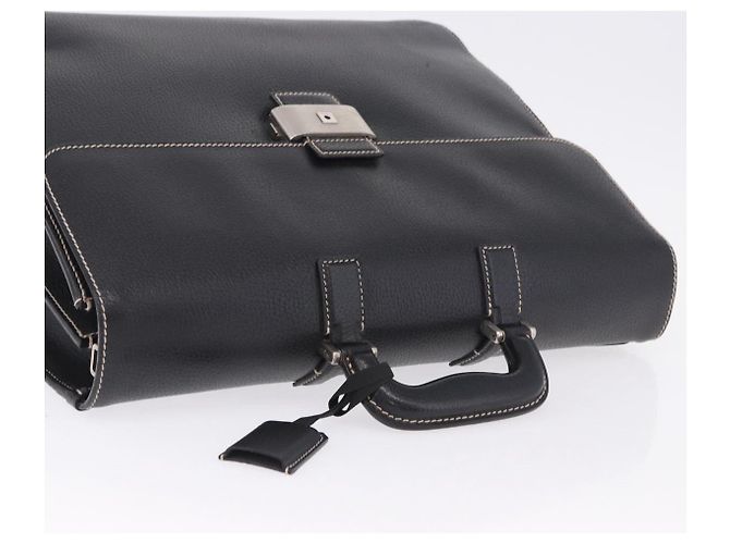 Borsa da lavoro Salvatore Ferragamo in pelle nera argento Auth 199057 Nero - vista 6