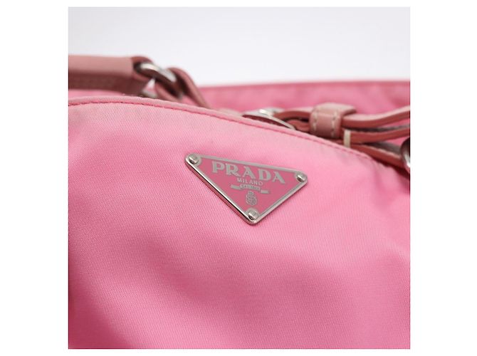 PRADA Handtasche Nylon Rosa Silber Auth 200050A Pink - Ansicht 17