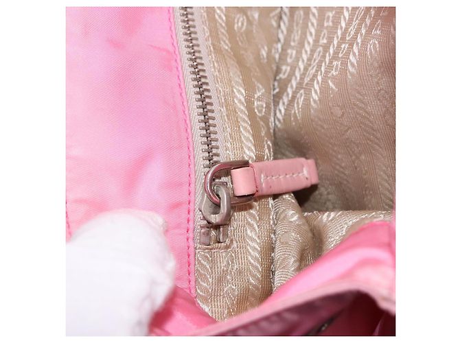 PRADA Handtasche Nylon Rosa Silber Auth 200050A Pink - Ansicht 25