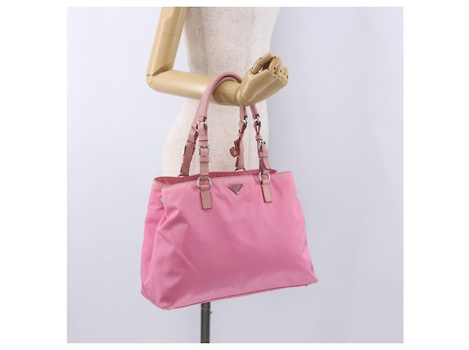 PRADA Handtasche Nylon Rosa Silber Auth 200050A Pink - Ansicht 27