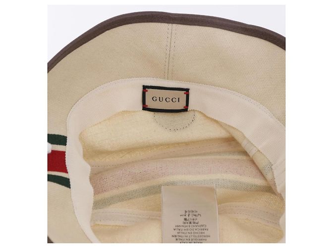 Cappello GUCCI Web Sherry Line Canvas L Beige Auth 200007M - vista 14