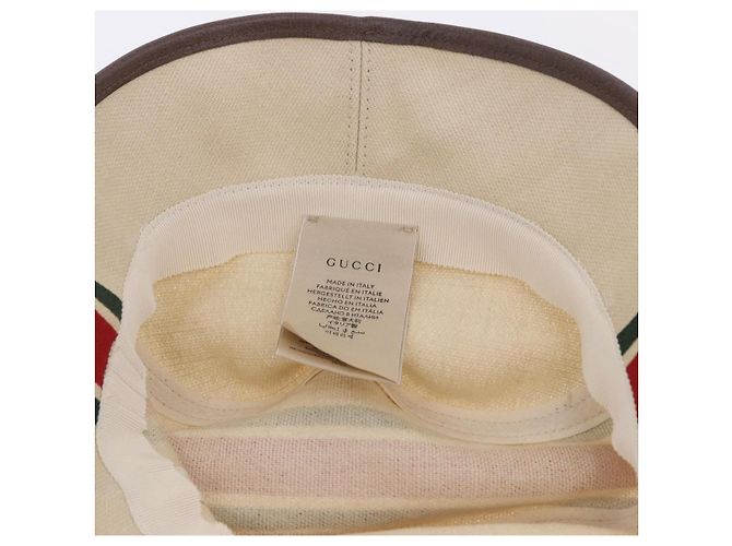 Cappello GUCCI Web Sherry Line Canvas L Beige Auth 200007M - vista 15