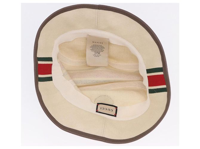 Cappello GUCCI Web Sherry Line Canvas L Beige Auth 200007M - vista 6