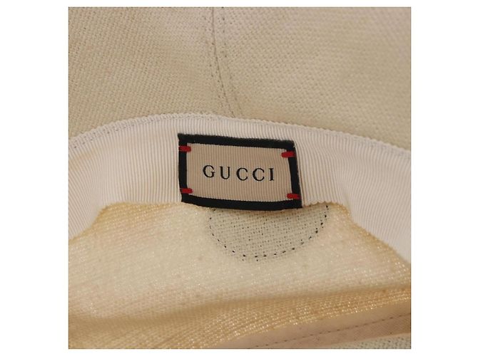 Cappello GUCCI Web Sherry Line Canvas L Beige Auth 200007M - vista 7
