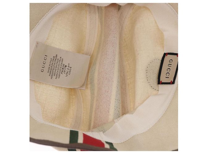 Cappello GUCCI Web Sherry Line Canvas L Beige Auth 200007M - vista 8