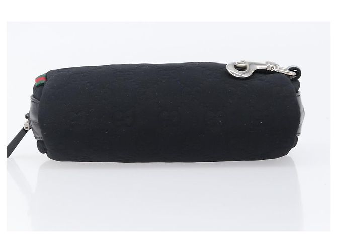 GUCCI GG Canvas Guccissima WebSherry Line Pouch Black Silver 245800 Auth hk4054 Nero Argento - vista 6