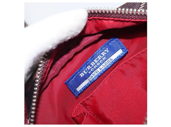 Borsa a tracolla BURBERRY Nova Check Blue Label Nylon Bordeaux Silver Auth am12529A Argento Bordò - vista 11