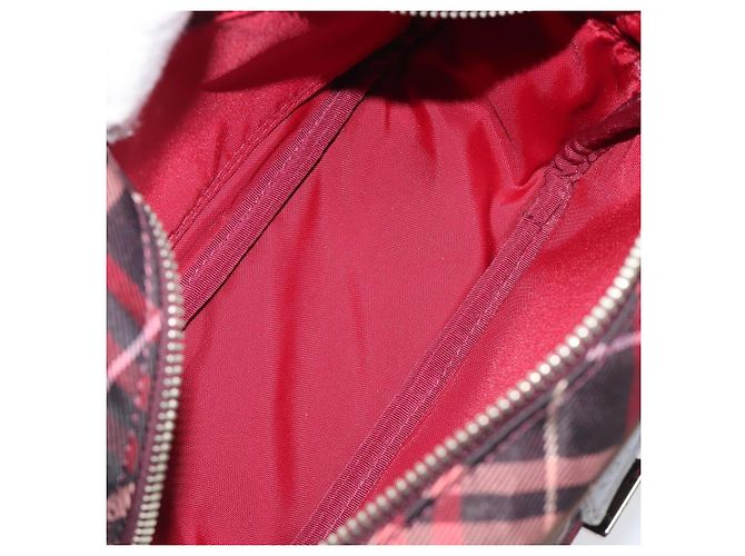 Borsa a tracolla BURBERRY Nova Check Blue Label Nylon Bordeaux Silver Auth am12529A Argento Bordò - vista 12