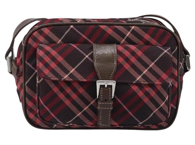 Borsa a tracolla BURBERRY Nova Check Blue Label Nylon Bordeaux Silver Auth am12529A Argento Bordò - vista 13