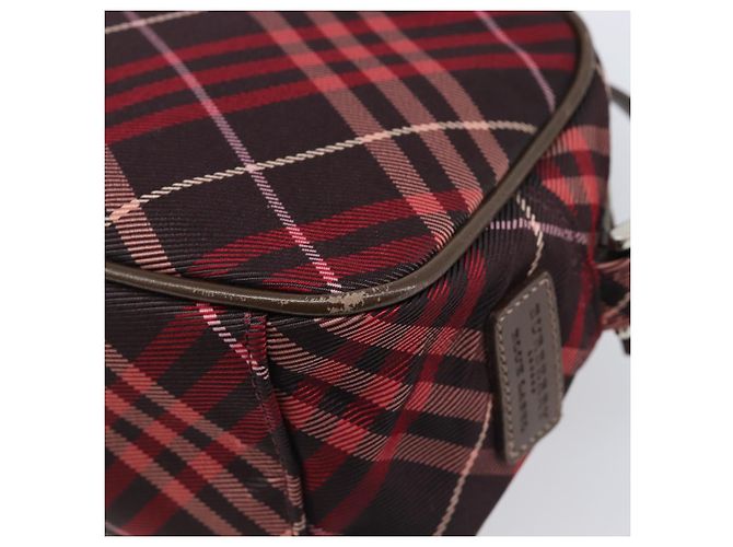 Borsa a tracolla BURBERRY Nova Check Blue Label Nylon Bordeaux Silver Auth am12529A Argento Bordò - vista 16