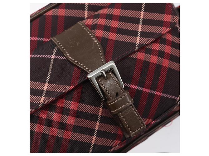 Borsa a tracolla BURBERRY Nova Check Blue Label Nylon Bordeaux Silver Auth am12529A Argento Bordò - vista 18