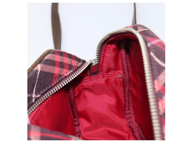 Borsa a tracolla BURBERRY Nova Check Blue Label Nylon Bordeaux Silver Auth am12529A Argento Bordò - vista 19
