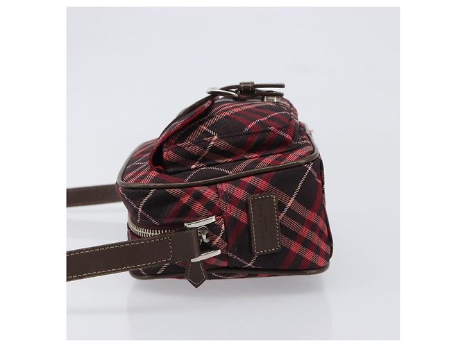 Borsa a tracolla BURBERRY Nova Check Blue Label Nylon Bordeaux Silver Auth am12529A Argento Bordò - vista 4