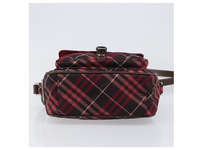 Borsa a tracolla BURBERRY Nova Check Blue Label Nylon Bordeaux Silver Auth am12529A Argento Bordò - vista 5
