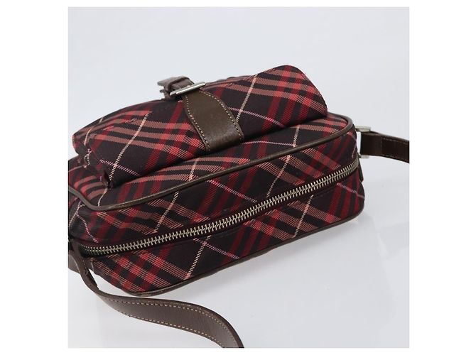 Borsa a tracolla BURBERRY Nova Check Blue Label Nylon Bordeaux Silver Auth am12529A Argento Bordò - vista 6
