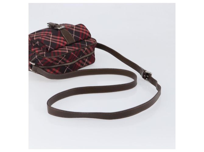 Borsa a tracolla BURBERRY Nova Check Blue Label Nylon Bordeaux Silver Auth am12529A Argento Bordò - vista 7