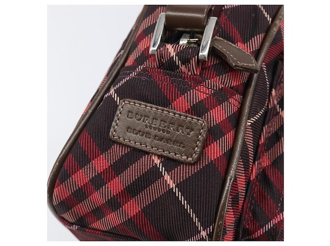 Borsa a tracolla BURBERRY Nova Check Blue Label Nylon Bordeaux Silver Auth am12529A Argento Bordò - vista 9
