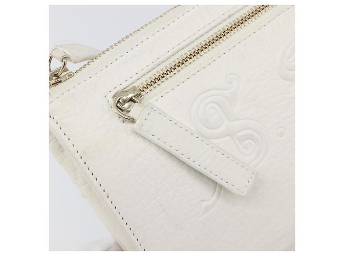 Bulgari Bolsa de mão BVLGARI em couro White Gold Auth bs36852 Branco Dourado - vista 17