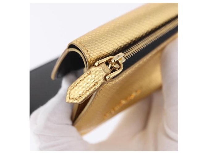 Bulgari Portafoglio BVLGARI Serpenti in pelle oro Auth 202311M D'oro - vista 10