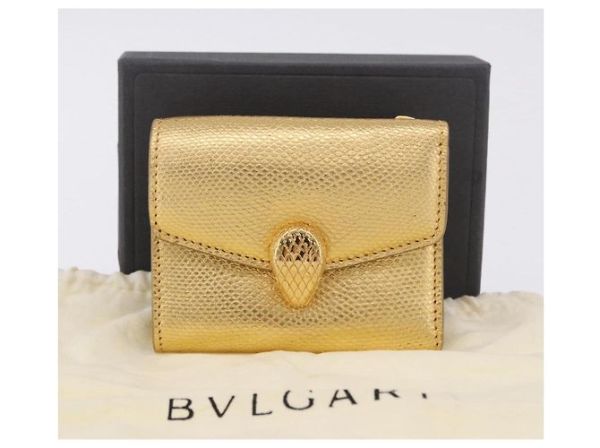 Bulgari Portafoglio BVLGARI Serpenti in pelle oro Auth 202311M D'oro - vista 12