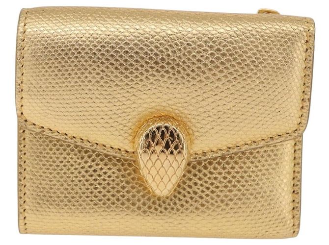 Bulgari Portafoglio BVLGARI Serpenti in pelle oro Auth 202311M D'oro - vista 13