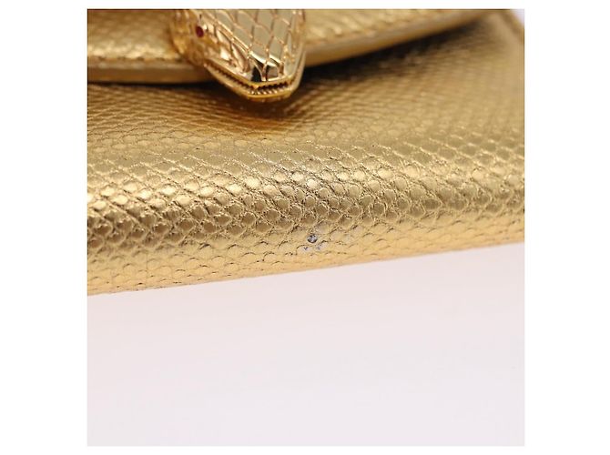 Bulgari Portafoglio BVLGARI Serpenti in pelle oro Auth 202311M D'oro - vista 8