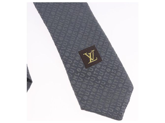 Corbata LOUIS VUITTON de seda gris LV Auth 199991M Castaño - vista 15