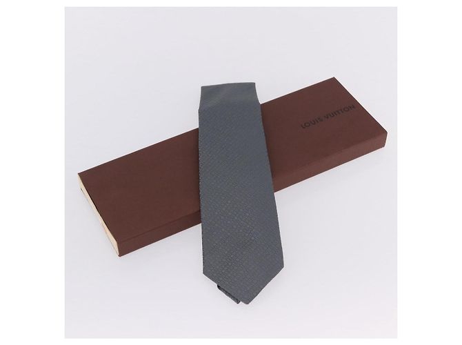 Corbata LOUIS VUITTON de seda gris LV Auth 199991M Castaño - vista 16