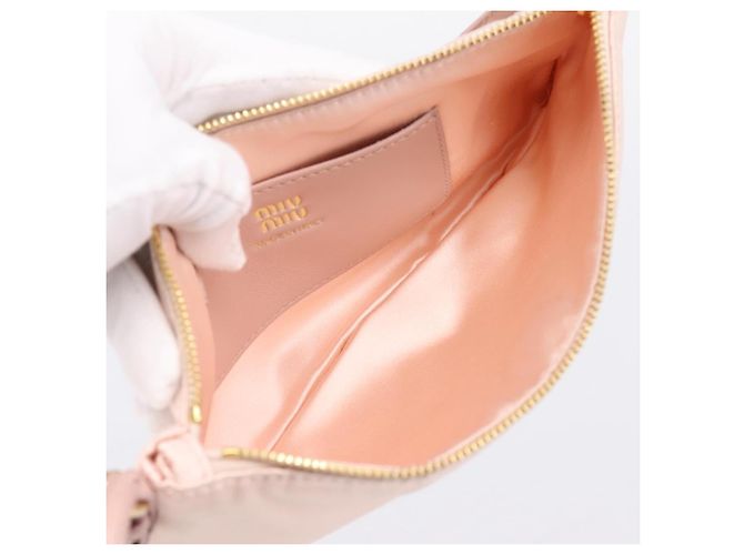Borsa a tracolla Miu Miu Satin Pink Gold Auth 199414A Rosa D'oro - vista 11