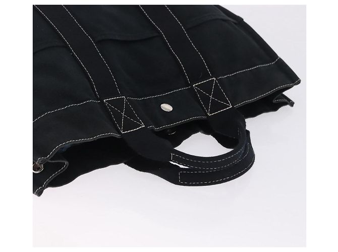 Hermès Borsa HERMES Fourre Tout MM in cotone nero argento Auth 199811 - vista 6