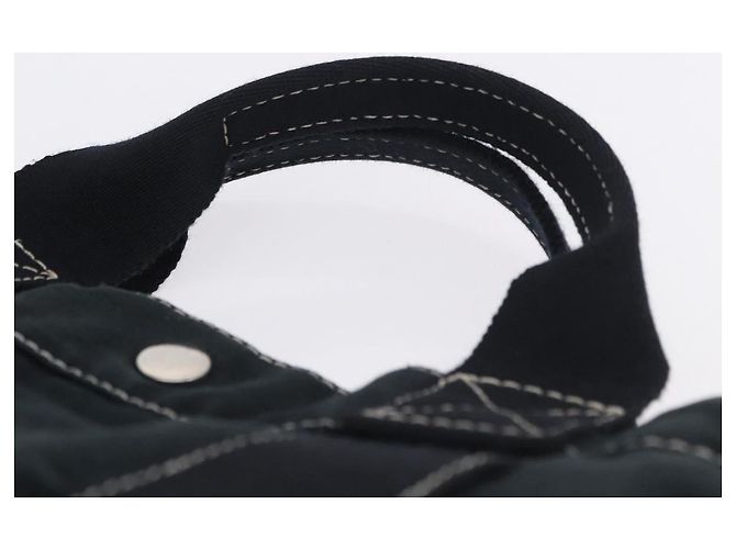 Hermès Borsa HERMES Fourre Tout MM in cotone nero argento Auth 199811 - vista 8