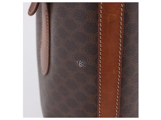 Céline Borsa Tote CELINE Macadam PVC Pelle Marrone Tono Oro Auth BA15400 - vista 14