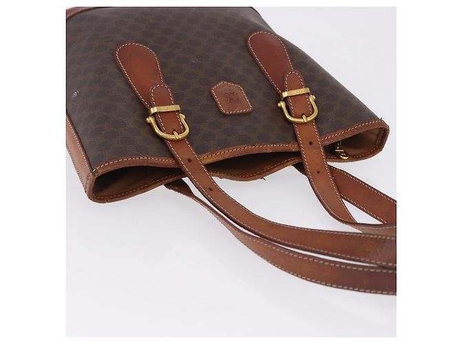 Céline Borsa Tote CELINE Macadam PVC Pelle Marrone Tono Oro Auth BA15400 - vista 15