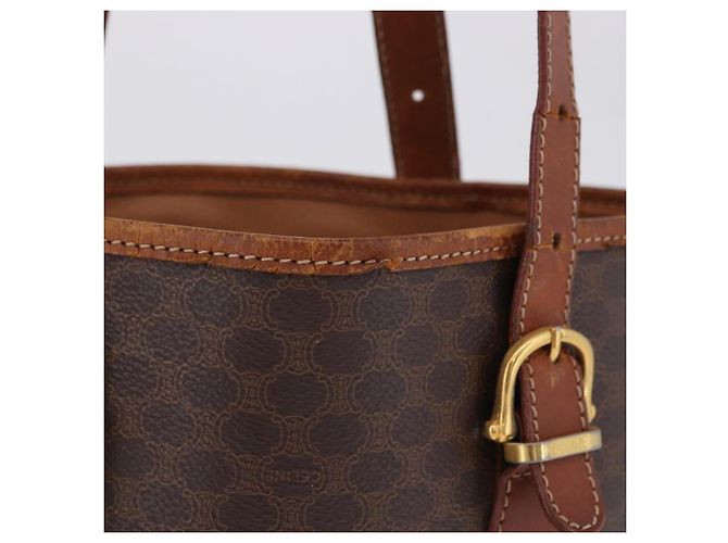 Céline Borsa Tote CELINE Macadam PVC Pelle Marrone Tono Oro Auth BA15400 - vista 3