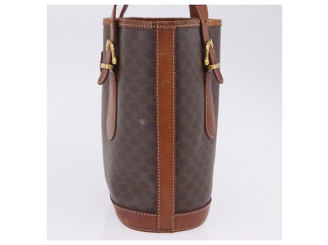Céline Borsa Tote CELINE Macadam PVC Pelle Marrone Tono Oro Auth BA15400 - vista 4