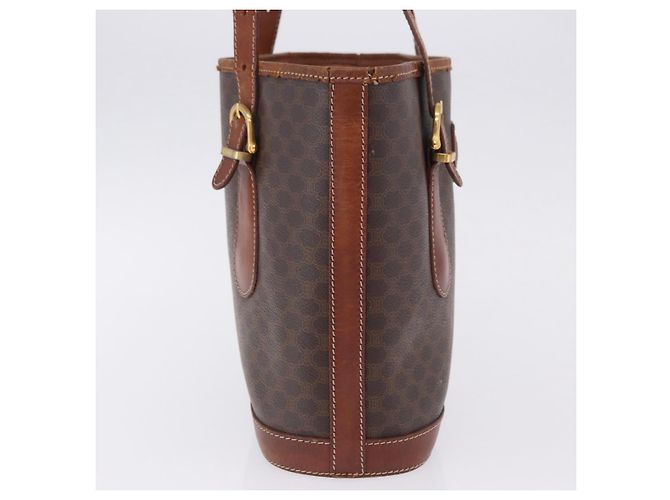 Céline Borsa Tote CELINE Macadam PVC Pelle Marrone Tono Oro Auth BA15400 - vista 5