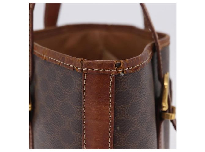 Céline Borsa Tote CELINE Macadam PVC Pelle Marrone Tono Oro Auth BA15400 - vista 6