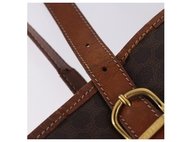 Céline Borsa Tote CELINE Macadam PVC Pelle Marrone Tono Oro Auth BA15400 - vista 9