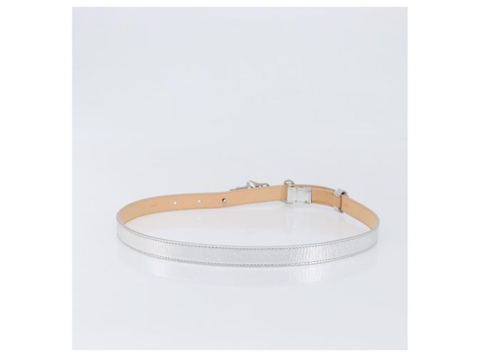 LOUIS VUITTON Cintura Narrow Belt Leather 80/32 Silver LV Auth 202107 Argento - vista 2