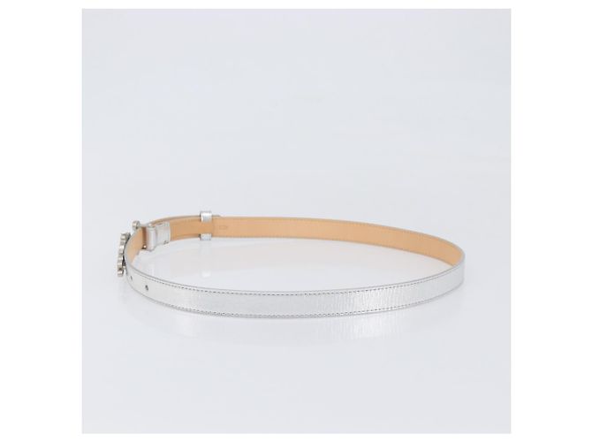 LOUIS VUITTON Cintura Narrow Belt Leather 80/32 Silver LV Auth 202107 Argento - vista 3