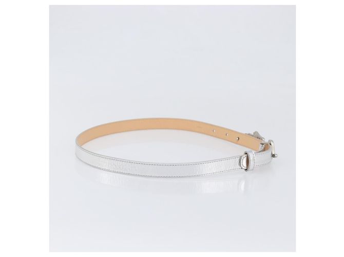 LOUIS VUITTON Cintura Narrow Belt Leather 80/32 Silver LV Auth 202107 Argento - vista 4