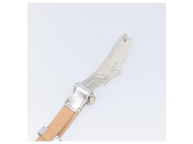 LOUIS VUITTON Cintura Narrow Belt Leather 80/32 Silver LV Auth 202107 Argento - vista 7