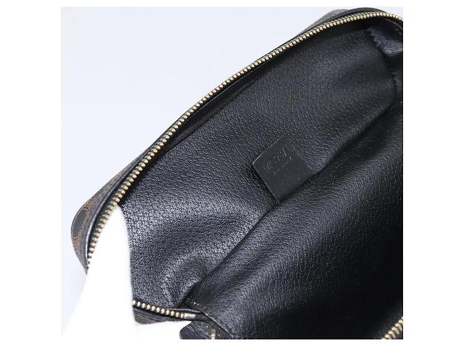 Céline Borsa a mano porta trucchi CELINE Macadam Canvas PVC Pelle Nero Oro Auth 199395 D'oro - vista 10