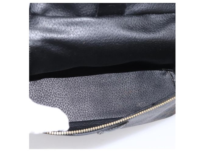 Céline Borsa a mano porta trucchi CELINE Macadam Canvas PVC Pelle Nero Oro Auth 199395 D'oro - vista 11