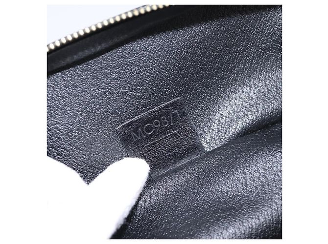 Céline Borsa a mano porta trucchi CELINE Macadam Canvas PVC Pelle Nero Oro Auth 199395 D'oro - vista 12