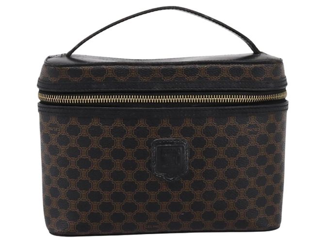 Céline Borsa a mano porta trucchi CELINE Macadam Canvas PVC Pelle Nero Oro Auth 199395 D'oro - vista 13